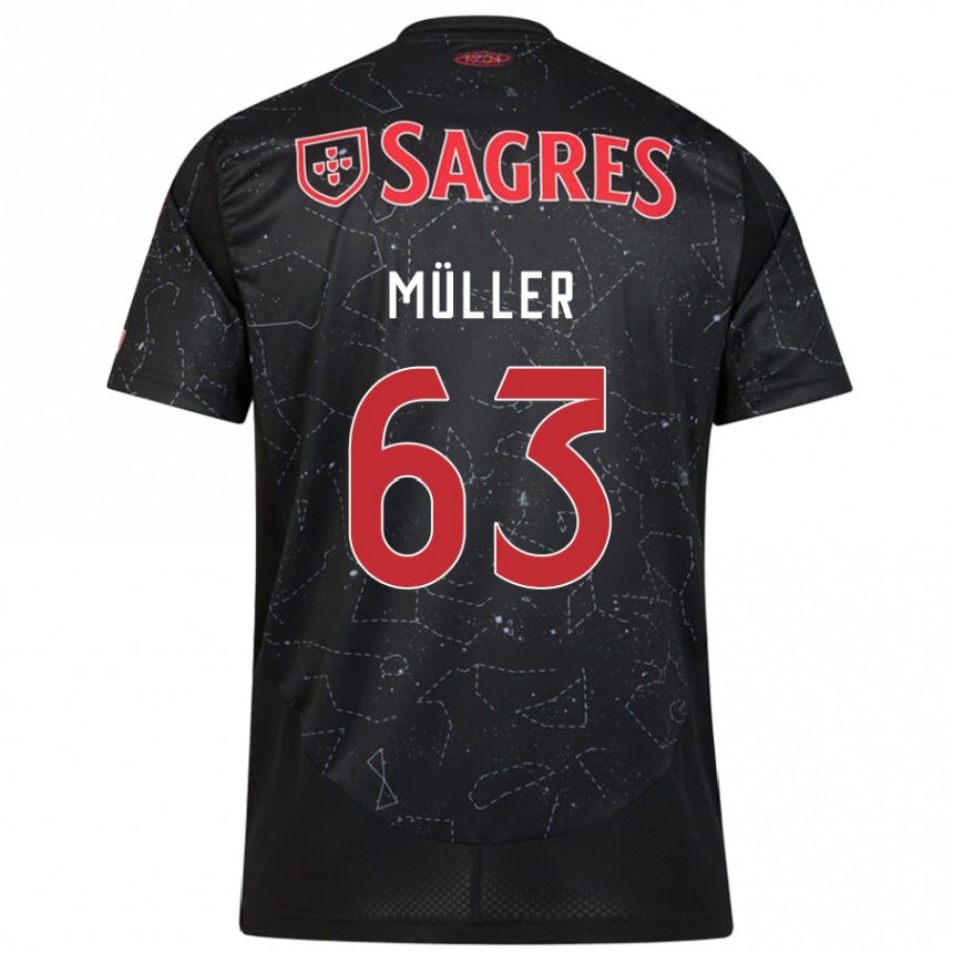 Niño Fútbol Camiseta José Müller #63 Negro Rojo 2ª Equipación 2024/25 Perú