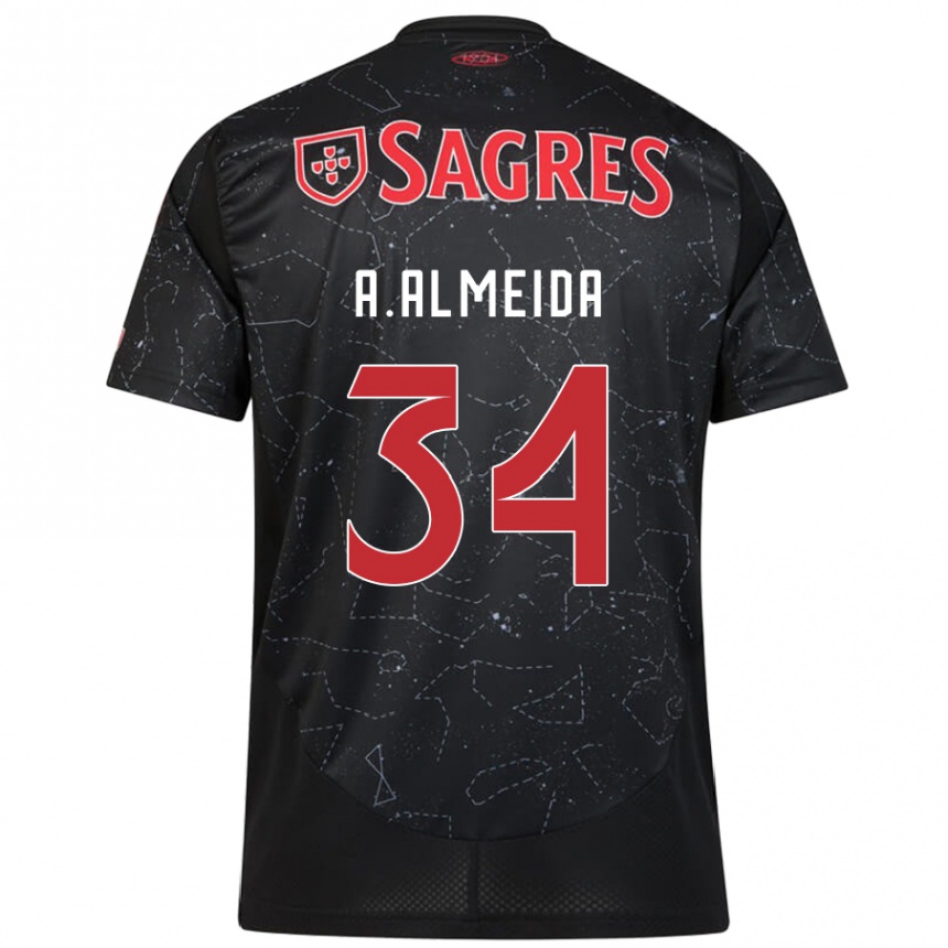 Niño Fútbol Camiseta Andre Almeida #34 Negro Rojo 2ª Equipación 2024/25 Perú