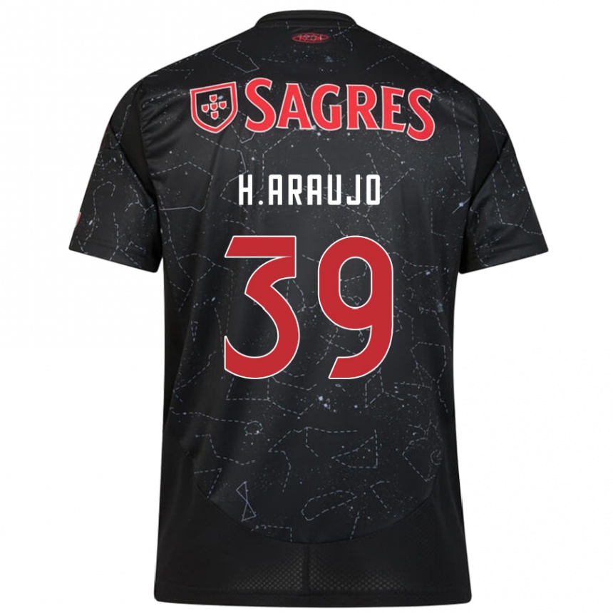 Niño Fútbol Camiseta Henrique Araujo #39 Negro Rojo 2ª Equipación 2024/25 Perú