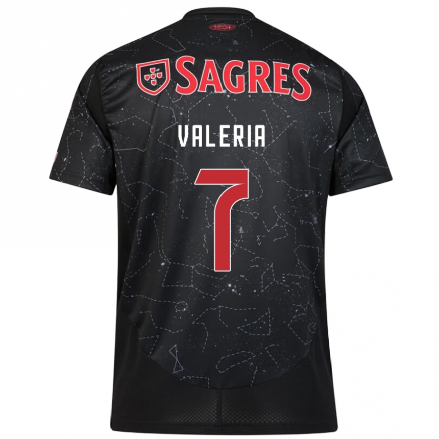 Niño Fútbol Camiseta Valeria #7 Negro Rojo 2ª Equipación 2024/25 Perú