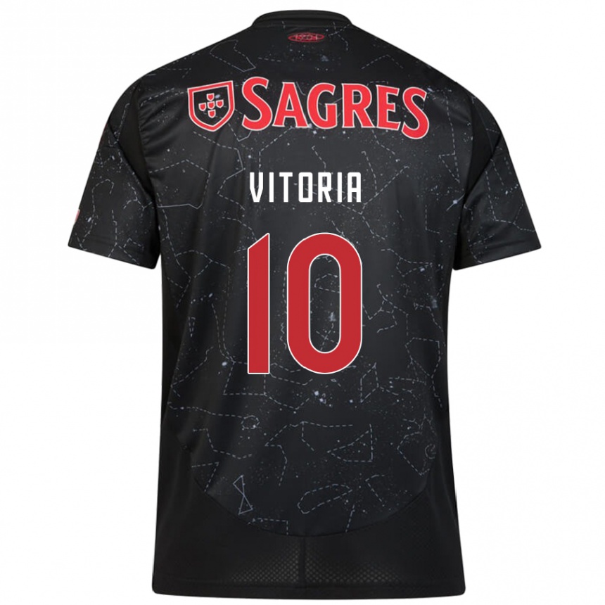 Niño Fútbol Camiseta Ana Vitoria #10 Negro Rojo 2ª Equipación 2024/25 Perú