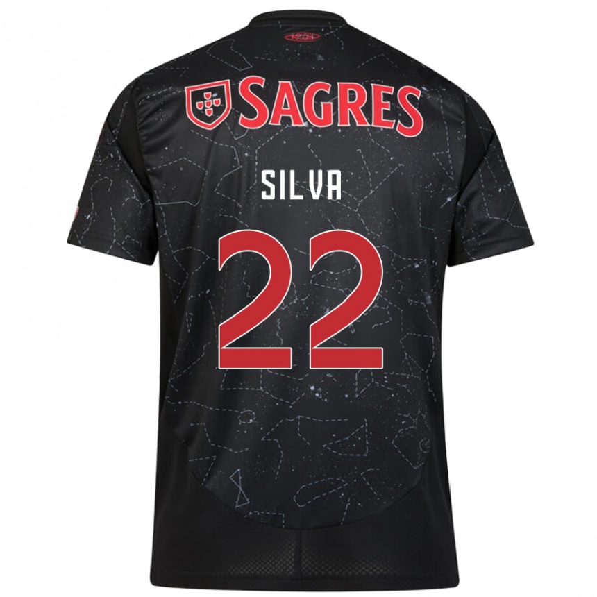 Niño Fútbol Camiseta Amelia Silva #22 Negro Rojo 2ª Equipación 2024/25 Perú