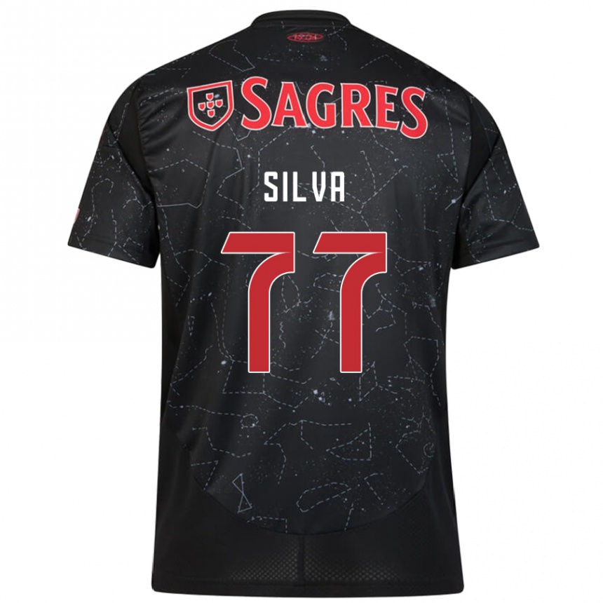 Niño Fútbol Camiseta Jessica Silva #77 Negro Rojo 2ª Equipación 2024/25 Perú