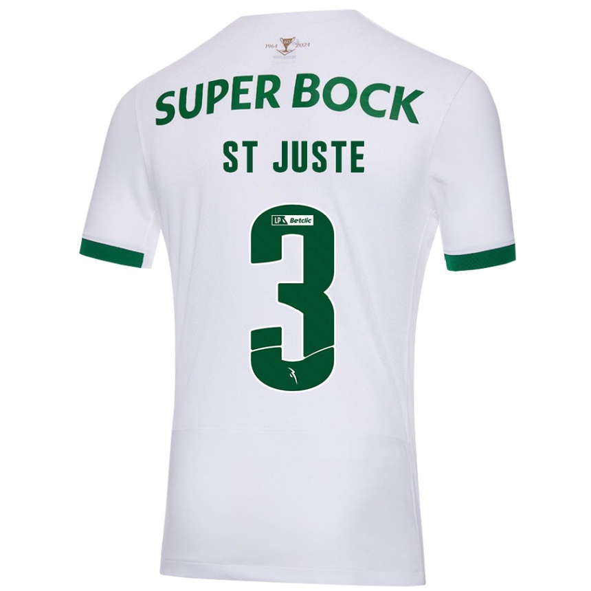 Niño Fútbol Camiseta Jerry St. Juste #3 Blanco Verde 2ª Equipación 2024/25 Perú