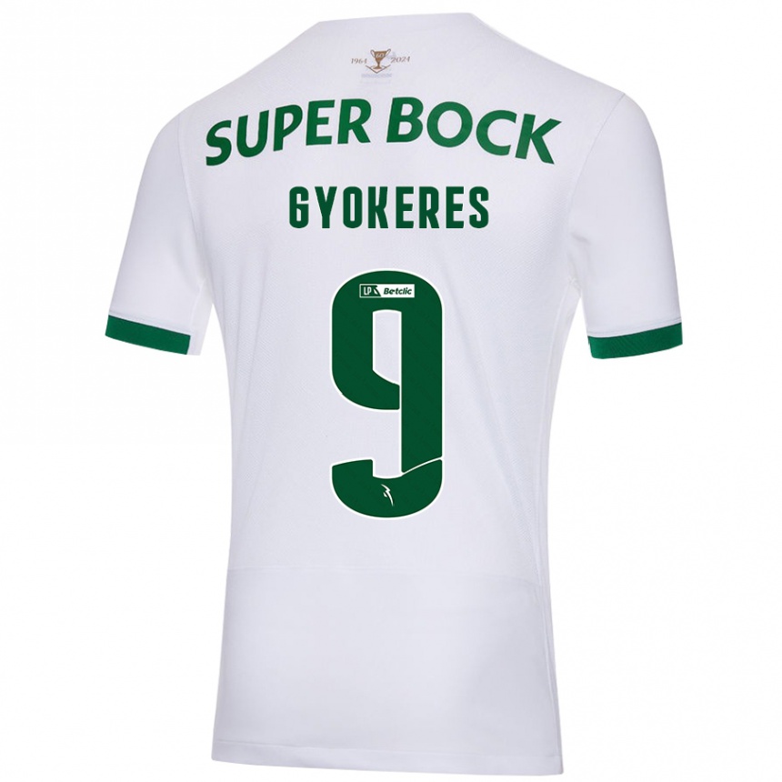 Niño Fútbol Camiseta Viktor Gyökeres #9 Blanco Verde 2ª Equipación 2024/25 Perú