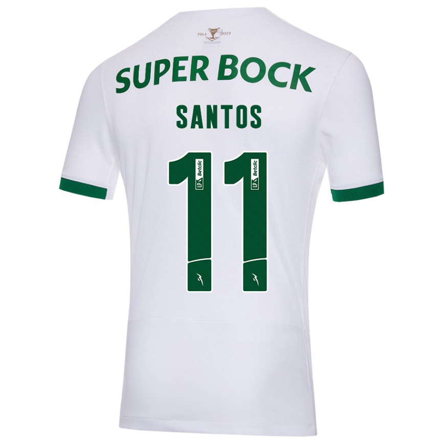 Niño Fútbol Camiseta Nuno Santos #11 Blanco Verde 2ª Equipación 2024/25 Perú