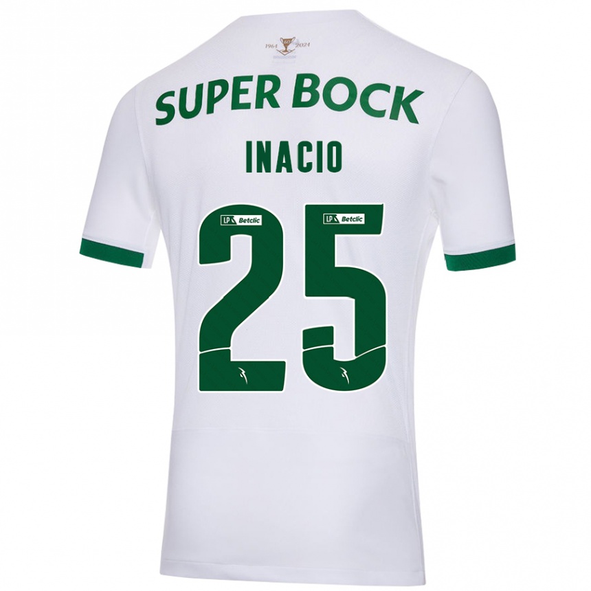 Niño Fútbol Camiseta Gonçalo Inácio #25 Blanco Verde 2ª Equipación 2024/25 Perú