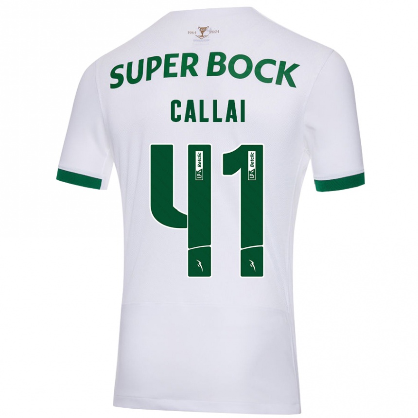 Niño Fútbol Camiseta Diego Callai #41 Blanco Verde 2ª Equipación 2024/25 Perú