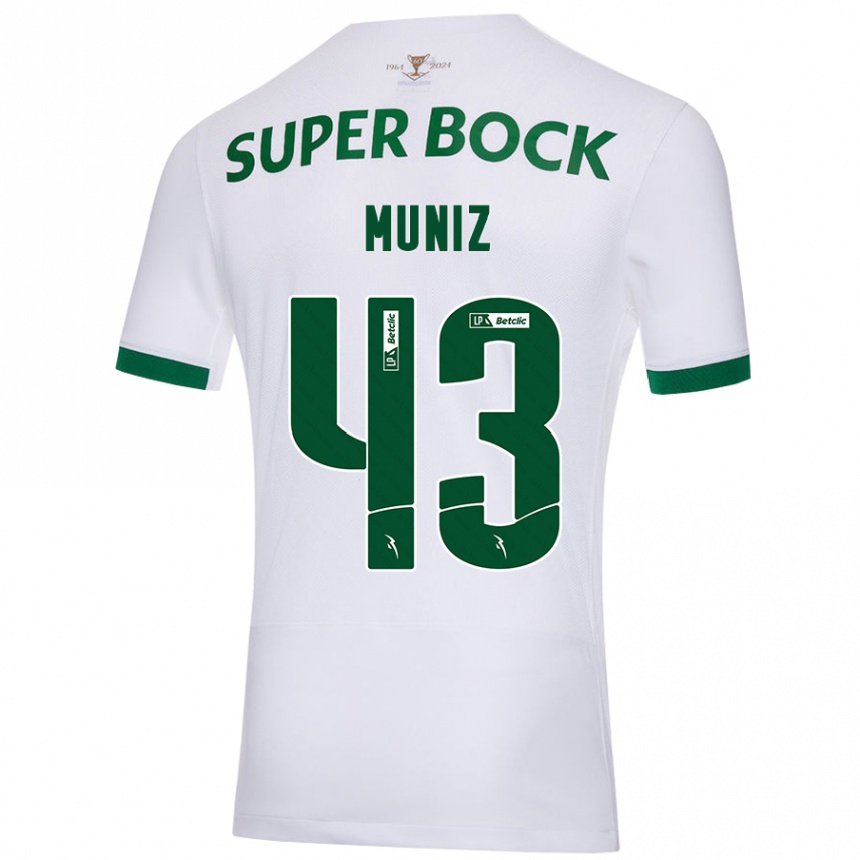 Niño Fútbol Camiseta João Muniz #43 Blanco Verde 2ª Equipación 2024/25 Perú