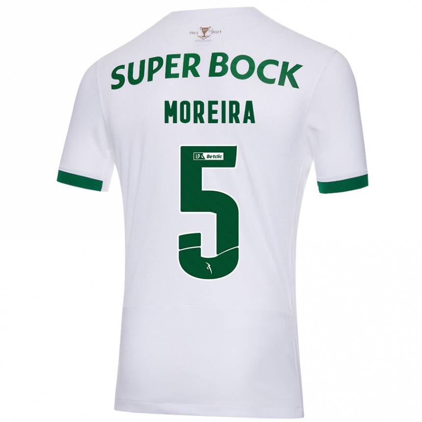 Niño Fútbol Camiseta David Moreira #5 Blanco Verde 2ª Equipación 2024/25 Perú