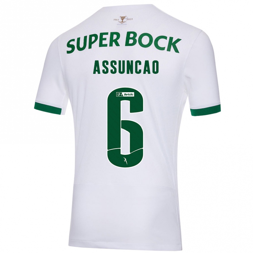 Niño Fútbol Camiseta João Assunção #6 Blanco Verde 2ª Equipación 2024/25 Perú