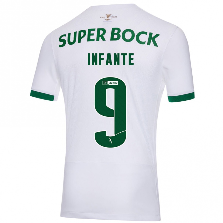 Niño Fútbol Camiseta João Infante #9 Blanco Verde 2ª Equipación 2024/25 Perú