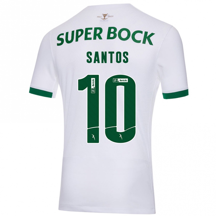 Niño Fútbol Camiseta Guilherme Santos #10 Blanco Verde 2ª Equipación 2024/25 Perú