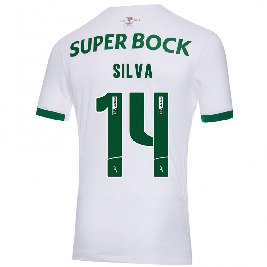 Niño Fútbol Camiseta Guilherme Silva #14 Blanco Verde 2ª Equipación 2024/25 Perú