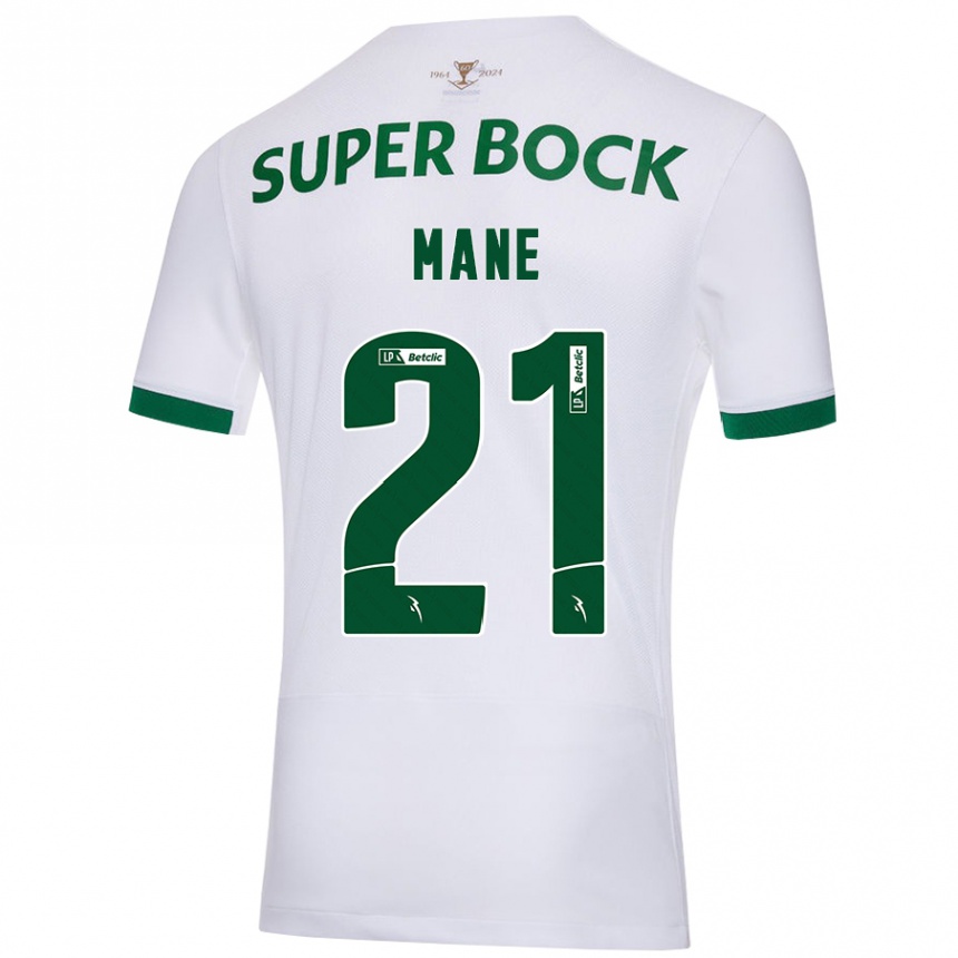 Niño Fútbol Camiseta Isnaba Mané #21 Blanco Verde 2ª Equipación 2024/25 Perú