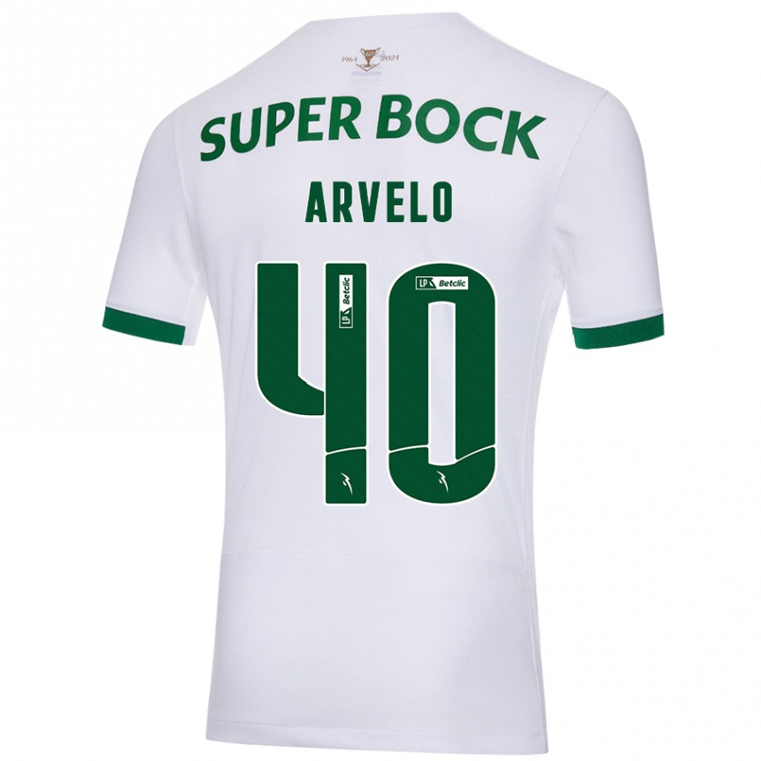 Niño Fútbol Camiseta Adam Arvelo #40 Blanco Verde 2ª Equipación 2024/25 Perú