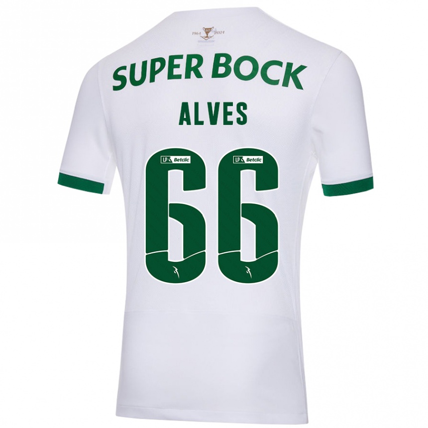 Niño Fútbol Camiseta Miguel Alves #66 Blanco Verde 2ª Equipación 2024/25 Perú