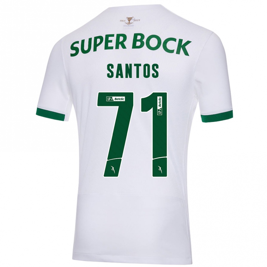 Niño Fútbol Camiseta Denilson Santos #71 Blanco Verde 2ª Equipación 2024/25 Perú