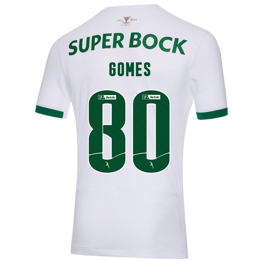 Niño Fútbol Camiseta Luís Gomes #80 Blanco Verde 2ª Equipación 2024/25 Perú