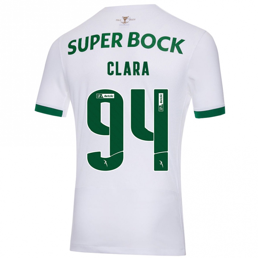 Niño Fútbol Camiseta Diogo Clara #94 Blanco Verde 2ª Equipación 2024/25 Perú