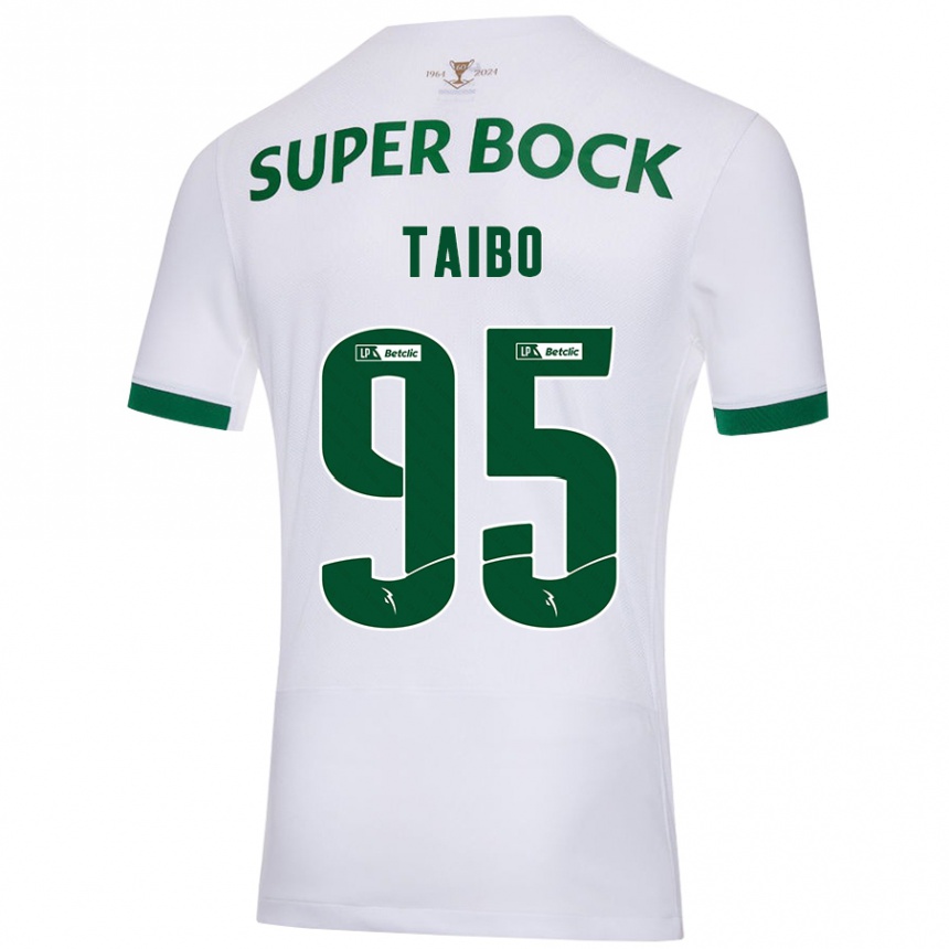 Niño Fútbol Camiseta Lucas Taibo #95 Blanco Verde 2ª Equipación 2024/25 Perú