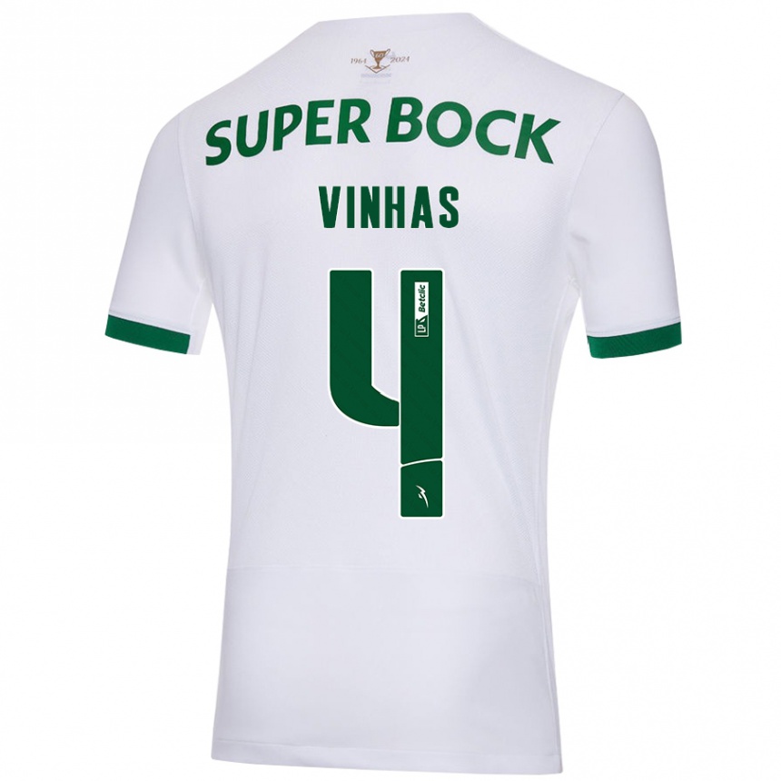 Niño Fútbol Camiseta Gabriela Vinhas #4 Blanco Verde 2ª Equipación 2024/25 Perú