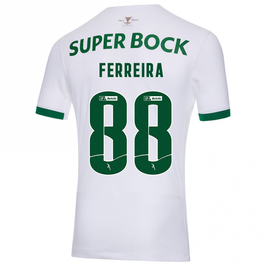 Niño Fútbol Camiseta Tiago Ferreira #88 Blanco Verde 2ª Equipación 2024/25 Perú