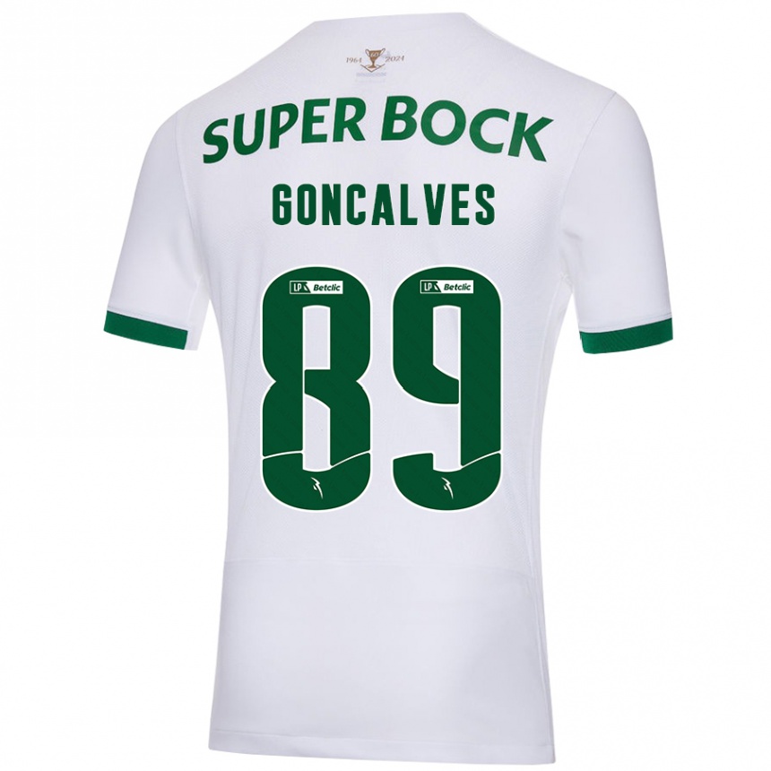 Niño Fútbol Camiseta André Gonçalves #89 Blanco Verde 2ª Equipación 2024/25 Perú