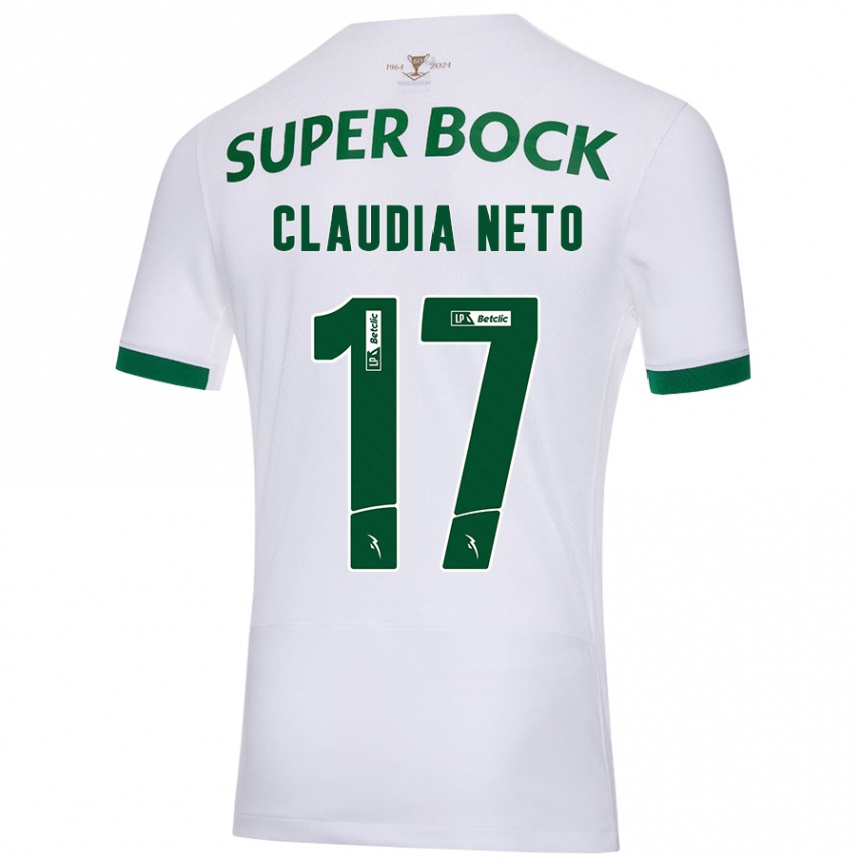 Niño Fútbol Camiseta Cláudia Teresa Pires Neto #17 Blanco Verde 2ª Equipación 2024/25 Perú