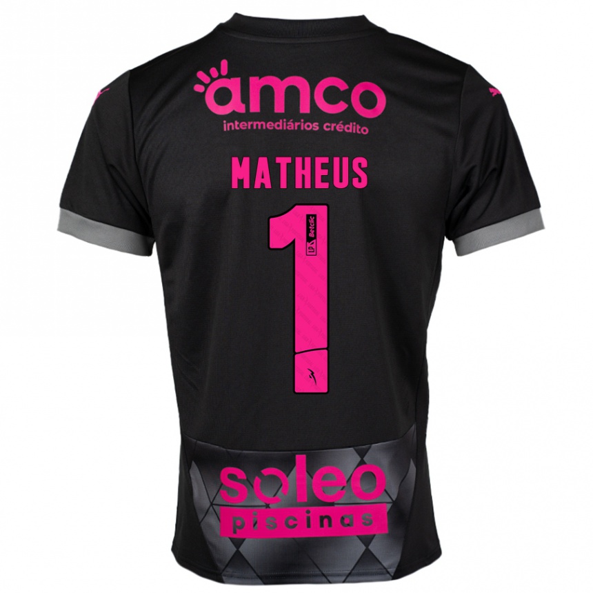 Niño Fútbol Camiseta Matheus #1 Negro Rosa 2ª Equipación 2024/25 Perú