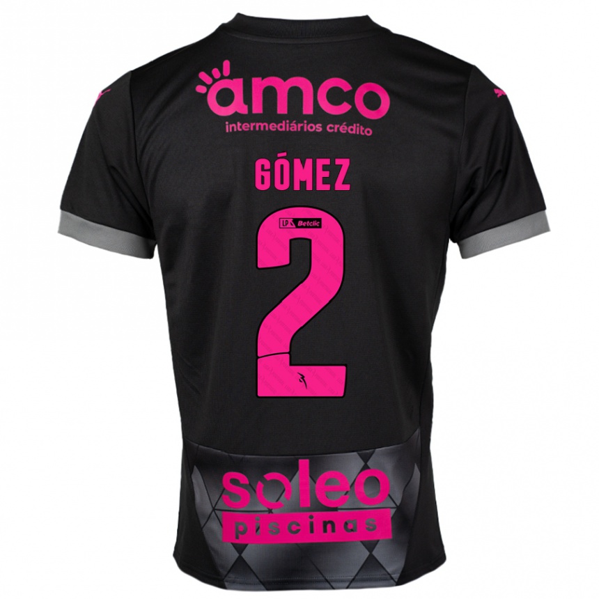 Niño Fútbol Camiseta Víctor Gómez #2 Negro Rosa 2ª Equipación 2024/25 Perú