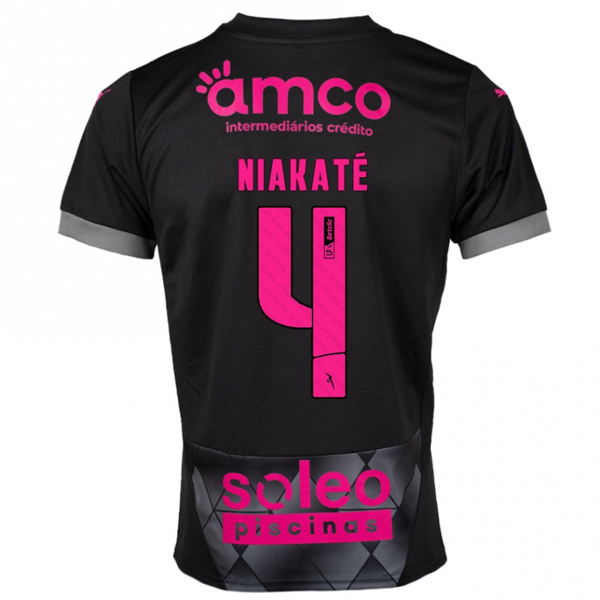 Niño Fútbol Camiseta Sikou Niakaté #4 Negro Rosa 2ª Equipación 2024/25 Perú