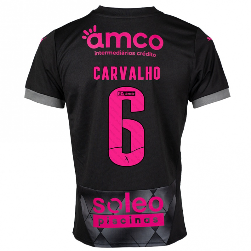 Niño Fútbol Camiseta Vitor Carvalho #6 Negro Rosa 2ª Equipación 2024/25 Perú