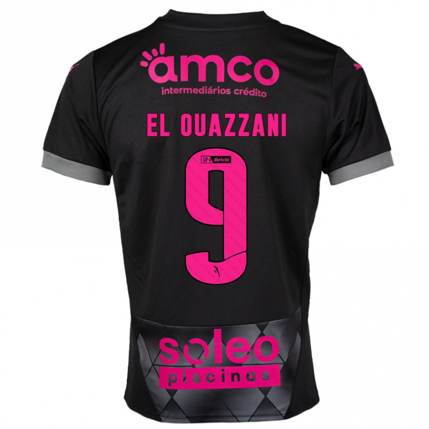 Niño Fútbol Camiseta Amine El Ouazzani #9 Negro Rosa 2ª Equipación 2024/25 Perú