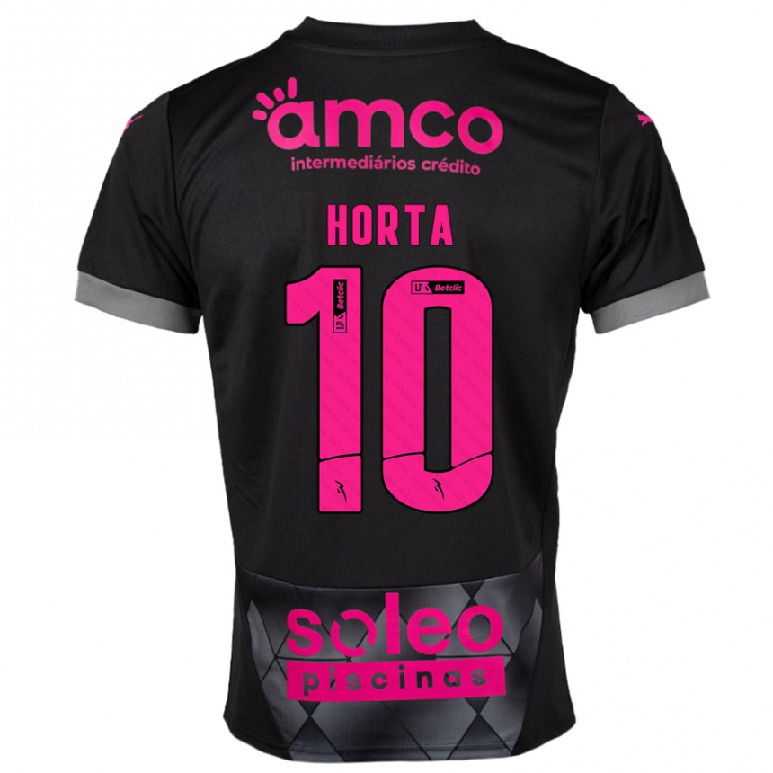 Niño Fútbol Camiseta André Horta #10 Negro Rosa 2ª Equipación 2024/25 Perú