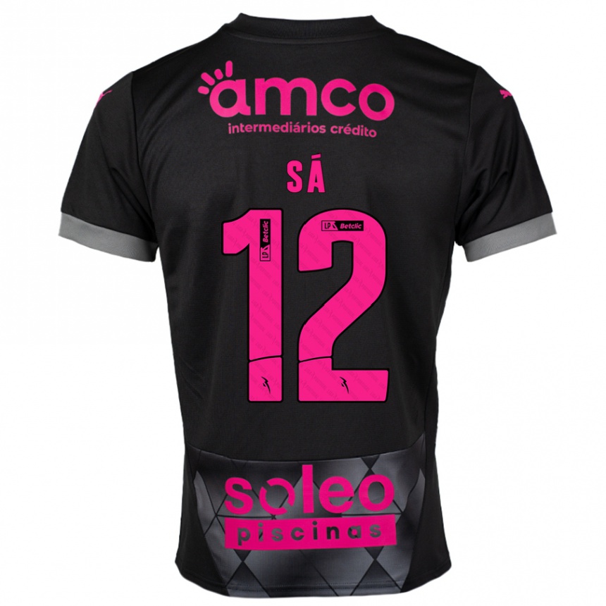 Niño Fútbol Camiseta Tiago Sá #12 Negro Rosa 2ª Equipación 2024/25 Perú