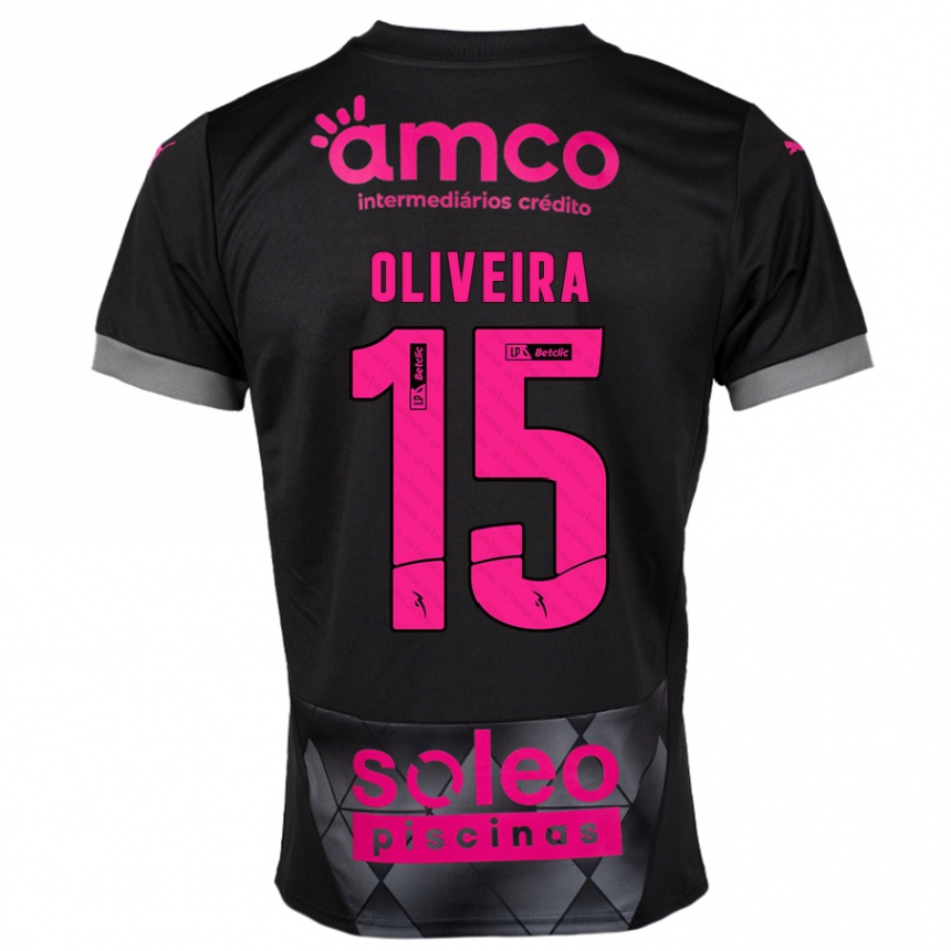 Niño Fútbol Camiseta Paulo Oliveira #15 Negro Rosa 2ª Equipación 2024/25 Perú