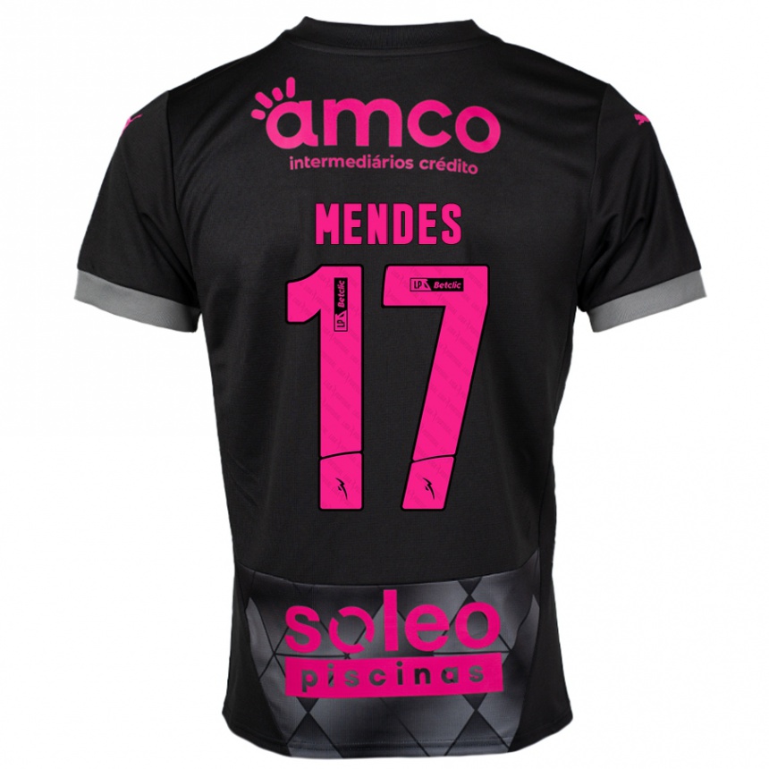 Niño Fútbol Camiseta Joe Mendes #17 Negro Rosa 2ª Equipación 2024/25 Perú