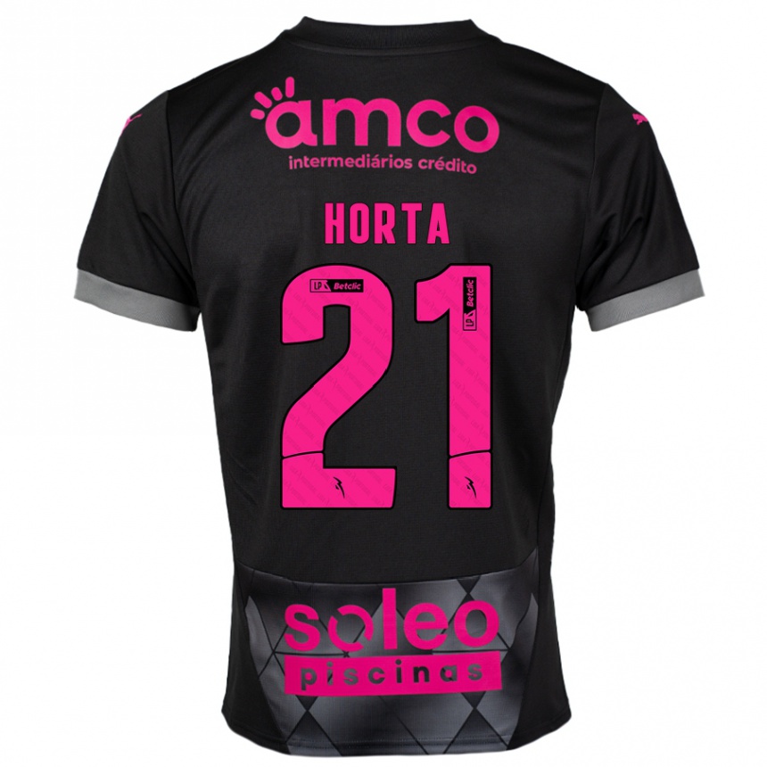 Niño Fútbol Camiseta Ricardo Horta #21 Negro Rosa 2ª Equipación 2024/25 Perú