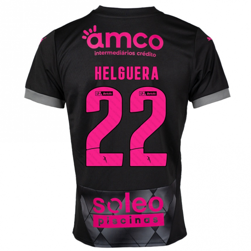 Niño Fútbol Camiseta Thiago Helguera #22 Negro Rosa 2ª Equipación 2024/25 Perú