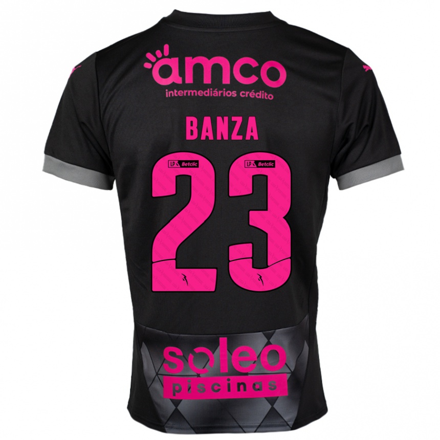 Niño Fútbol Camiseta Simon Banza #23 Negro Rosa 2ª Equipación 2024/25 Perú