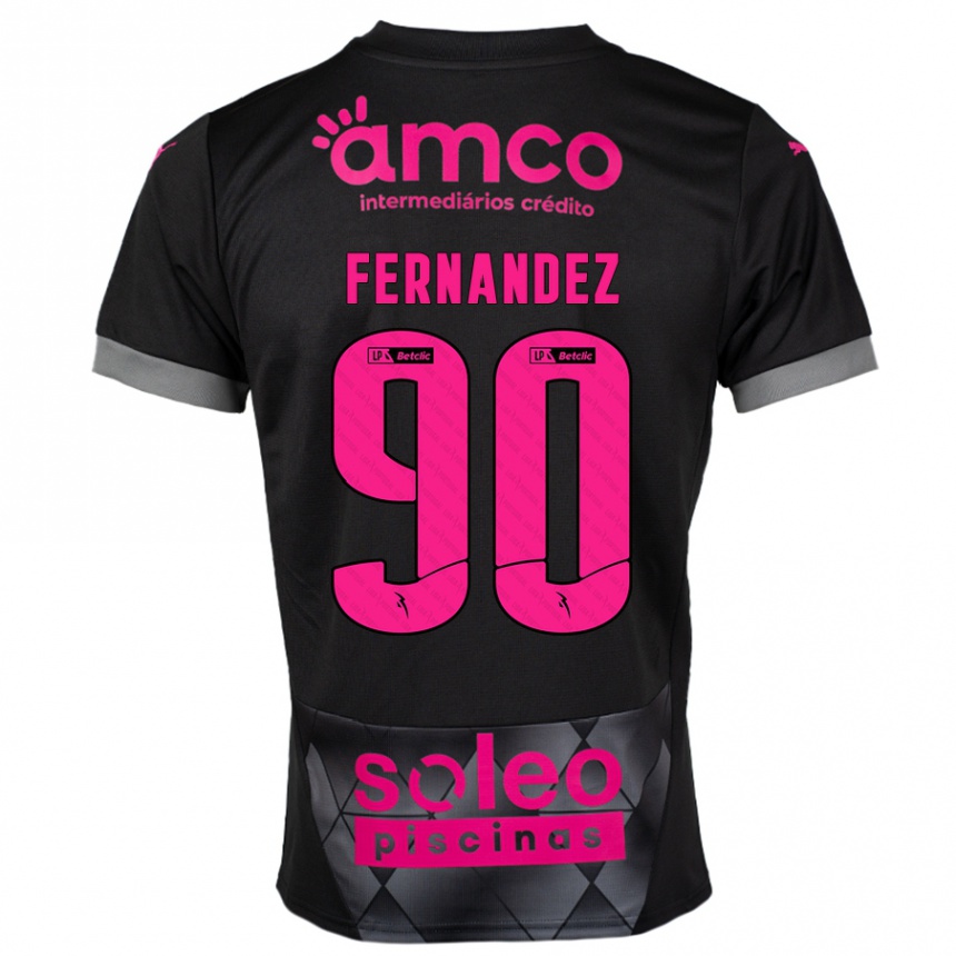 Niño Fútbol Camiseta Roberto Fernández #90 Negro Rosa 2ª Equipación 2024/25 Perú