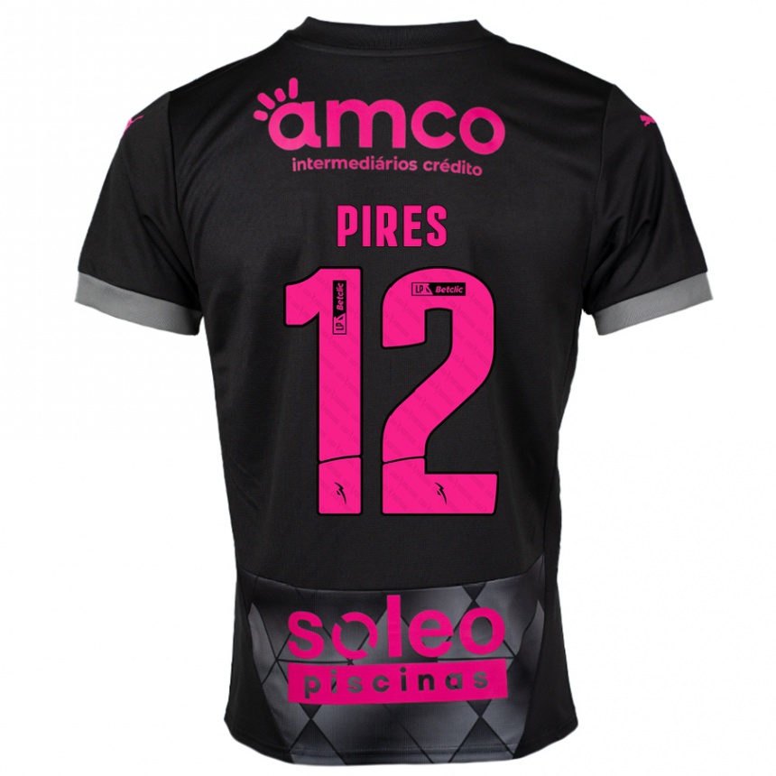 Niño Fútbol Camiseta Hugo Pires #12 Negro Rosa 2ª Equipación 2024/25 Perú