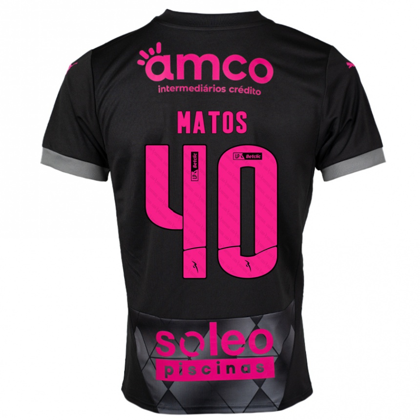 Niño Fútbol Camiseta João Matos #40 Negro Rosa 2ª Equipación 2024/25 Perú