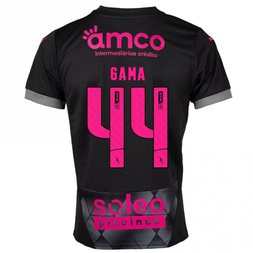 Niño Fútbol Camiseta Dinis Gama #44 Negro Rosa 2ª Equipación 2024/25 Perú