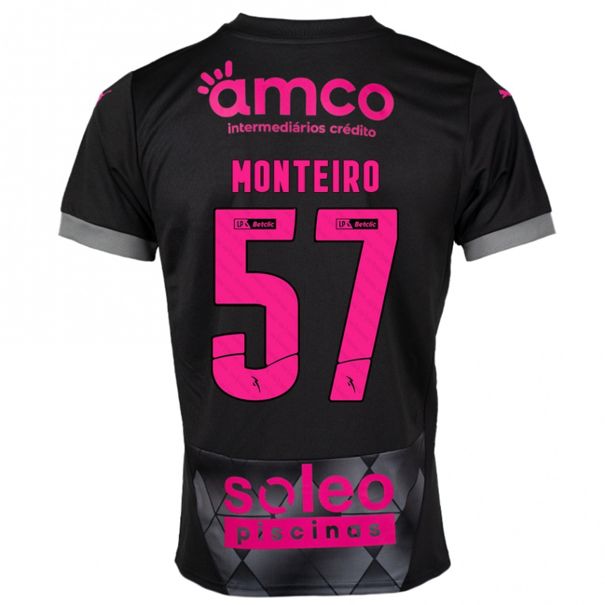 Niño Fútbol Camiseta Jordan Monteiro #57 Negro Rosa 2ª Equipación 2024/25 Perú