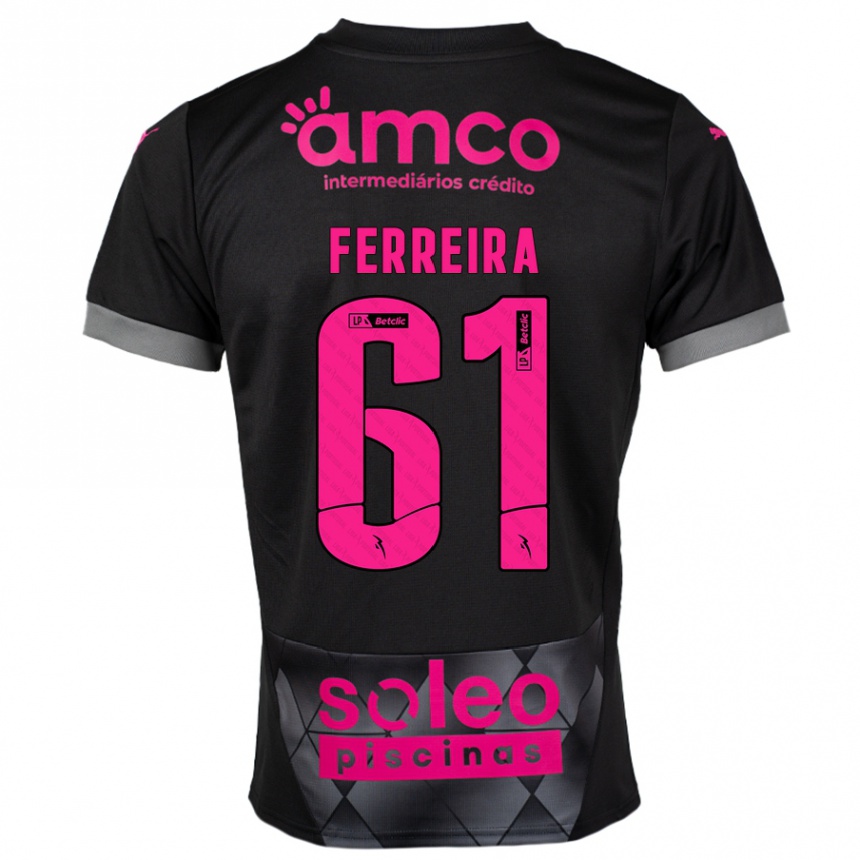 Niño Fútbol Camiseta Tiago Ferreira #61 Negro Rosa 2ª Equipación 2024/25 Perú