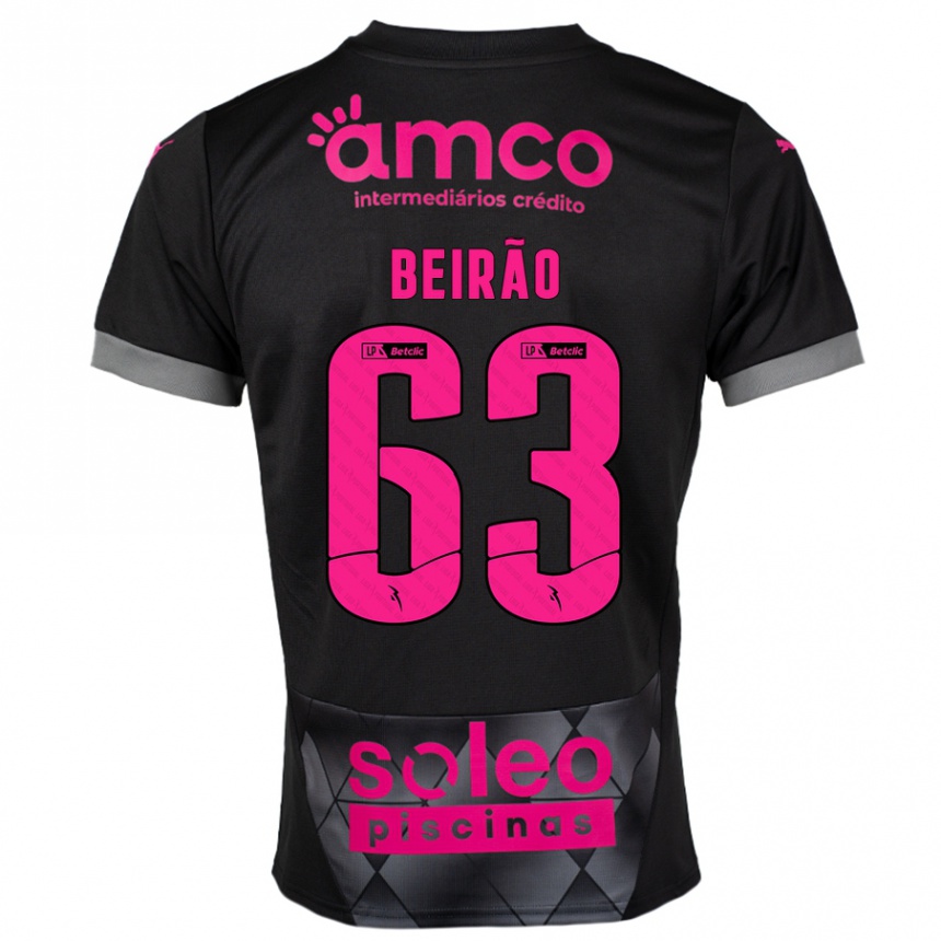 Niño Fútbol Camiseta Rodrigo Beirão #63 Negro Rosa 2ª Equipación 2024/25 Perú