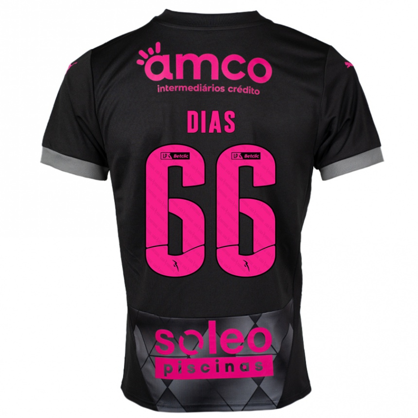 Niño Fútbol Camiseta Gonçalo Dias #66 Negro Rosa 2ª Equipación 2024/25 Perú