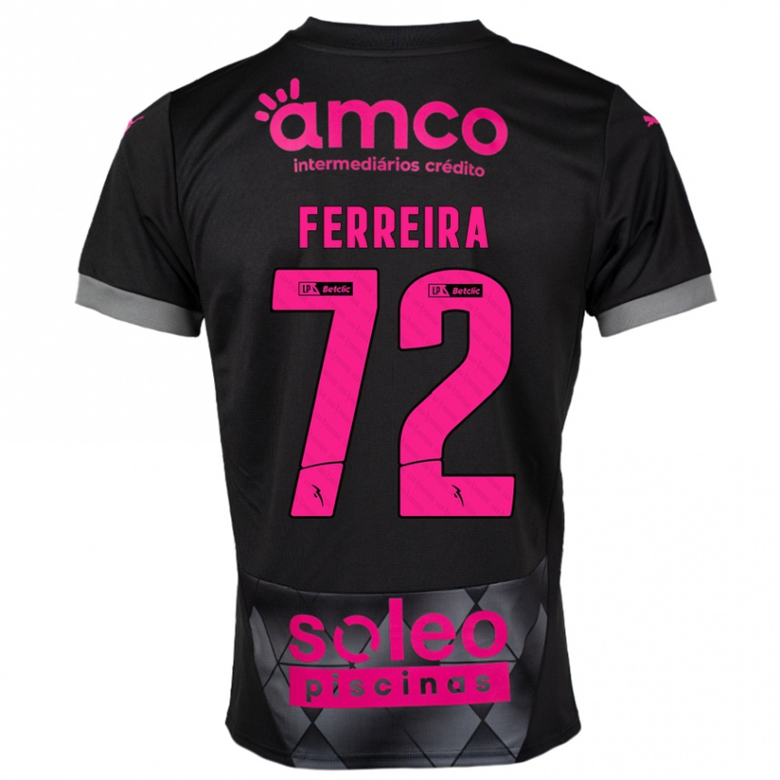 Niño Fútbol Camiseta André Ferreira #72 Negro Rosa 2ª Equipación 2024/25 Perú